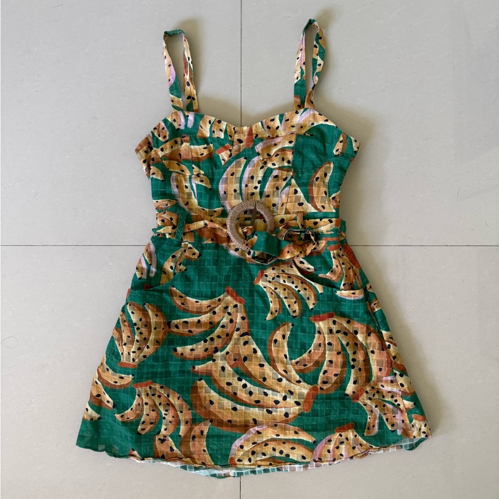Farm Rio Raining Bananas Mini Dress